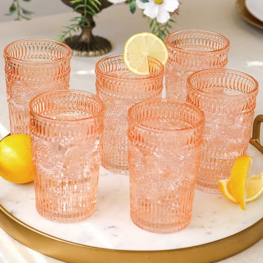 Kate Aspen; Kate Aspen® 13oz. Vintage Textured Rose Gold Drinking Glasses, 6ct.; Category:Serveware; Image:1